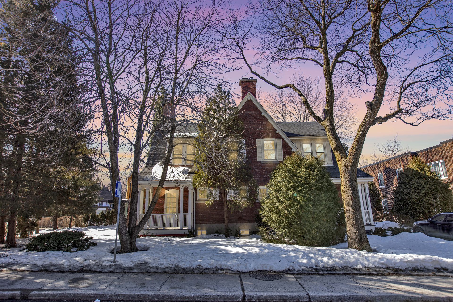 Brick building in winter